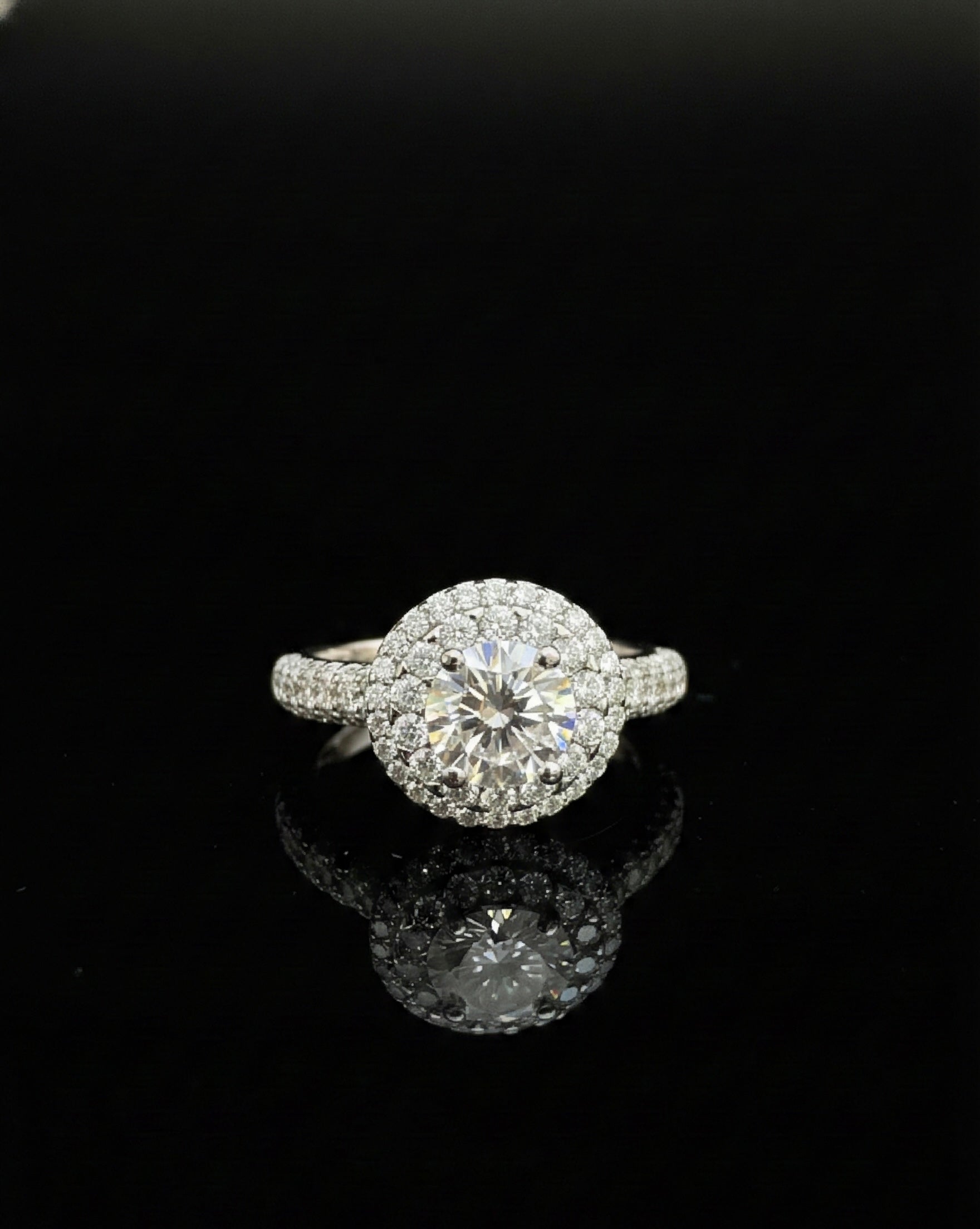 Stepped Halo Wedding/Promise Moissanite Ring