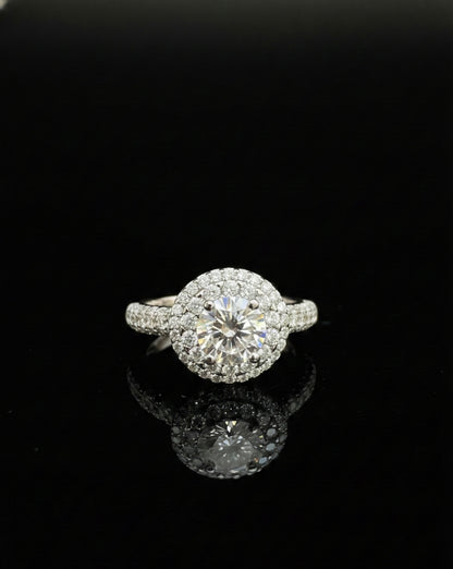 Stepped Halo Wedding/Promise Moissanite Ring