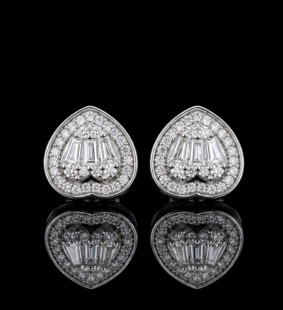 Moissanite Baguette Heart earrings