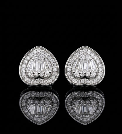 Moissanite Baguette Heart earrings