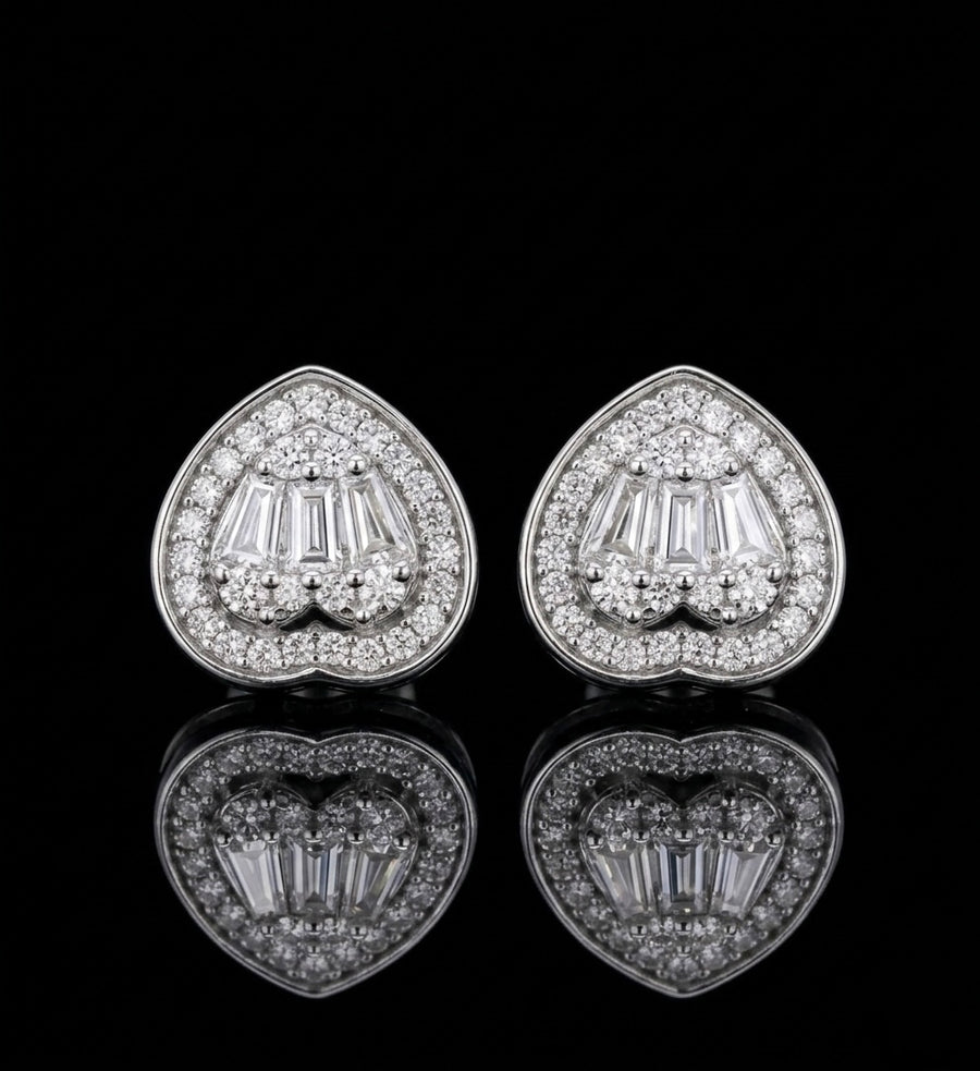 Moissanite Baguette Heart earrings