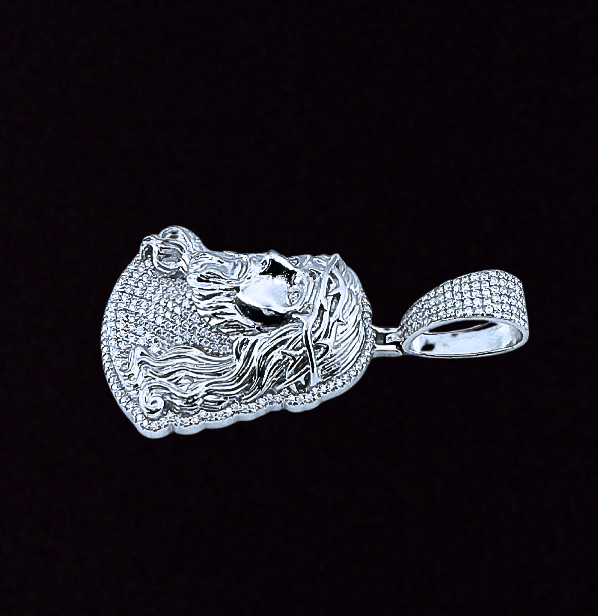 Moissanite Jesus Head Pendant