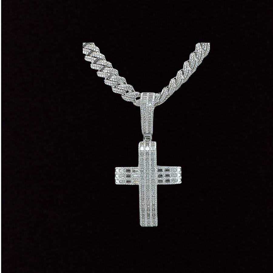 Moissanite in 925 Sterling Silver Cross Pendant