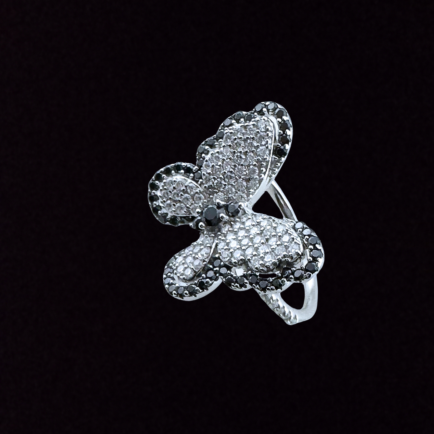 Moissanite in Sterling Silver Butterfly Ring
