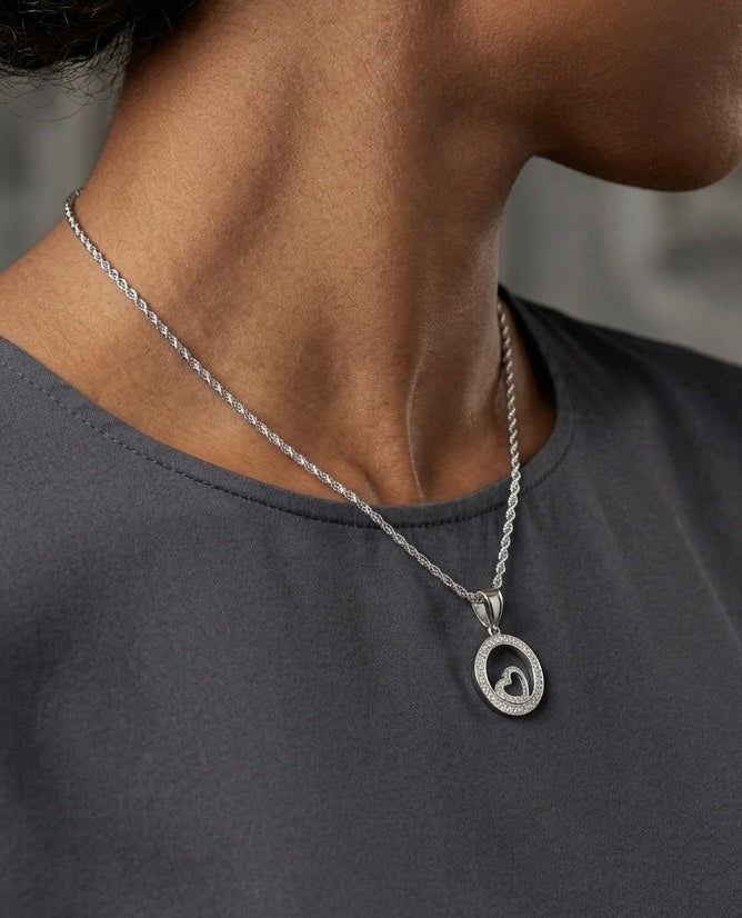 Circle Heart Moissanite Pendant