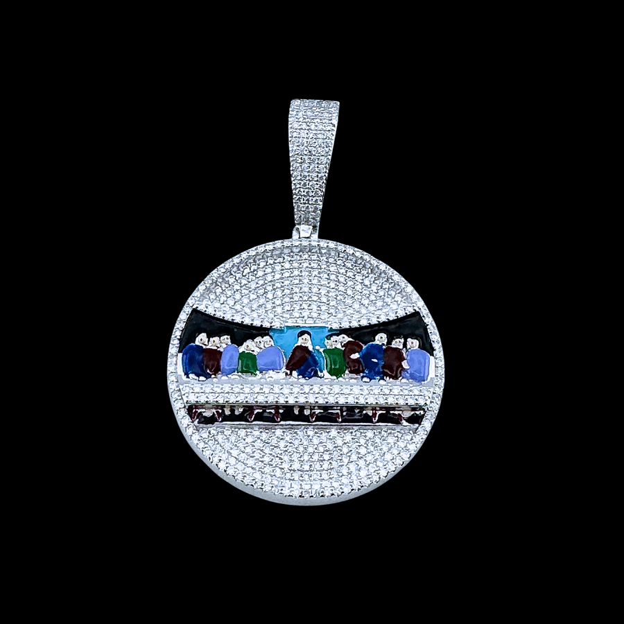 Moissanite in 925 Sterling Silver Last Supper Pendant