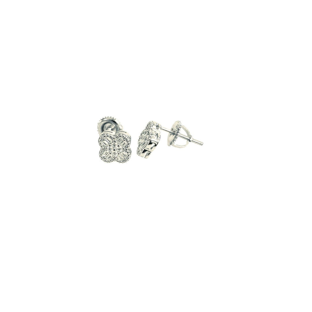 925 Sterling Silver and Moissanite Clover Leaf Stud Earrings