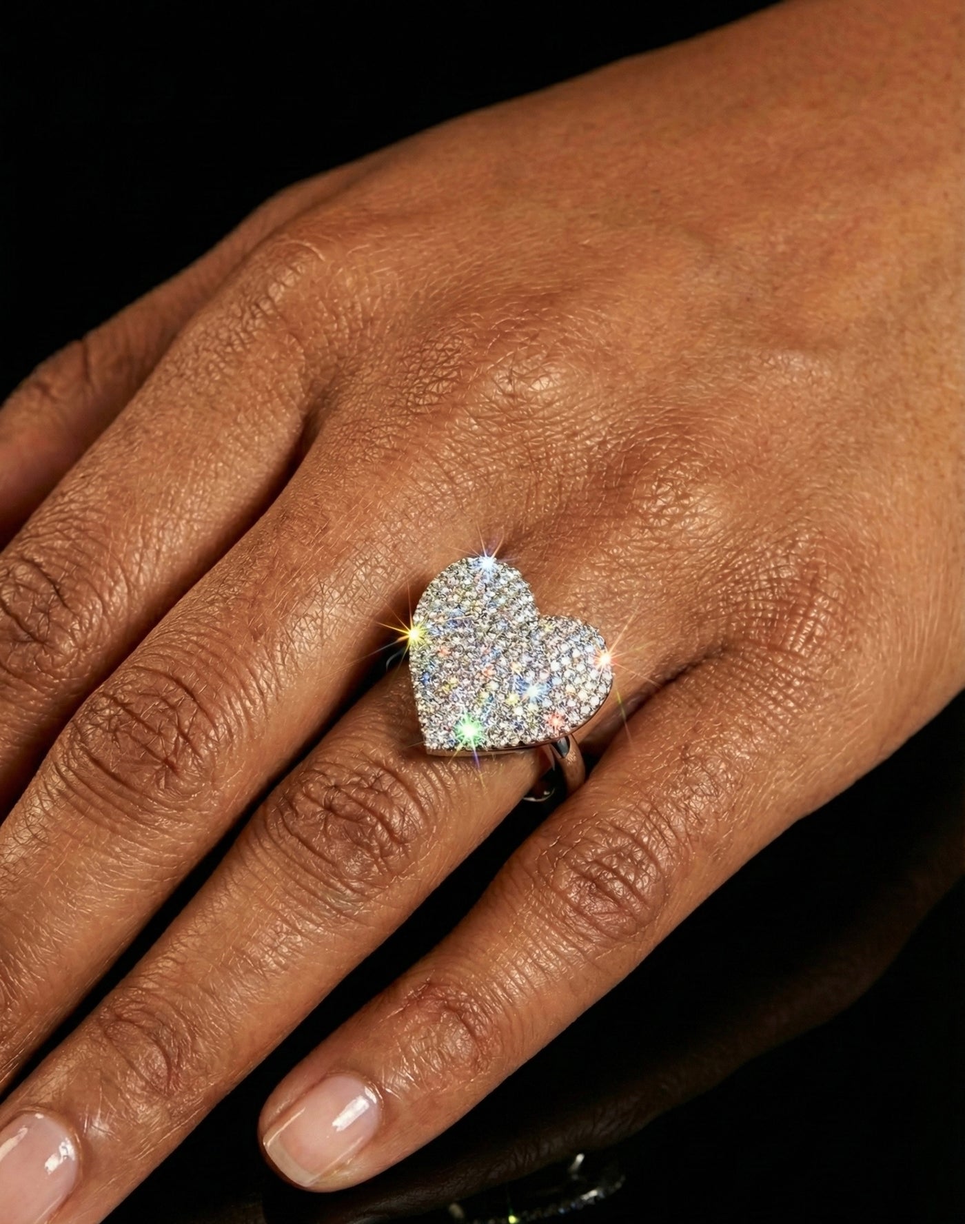 Curved Heart Moissanite Ring