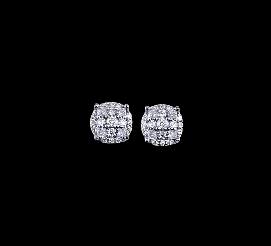 Moissanite and 925 Sterling Silver Circle Round stud Earrings