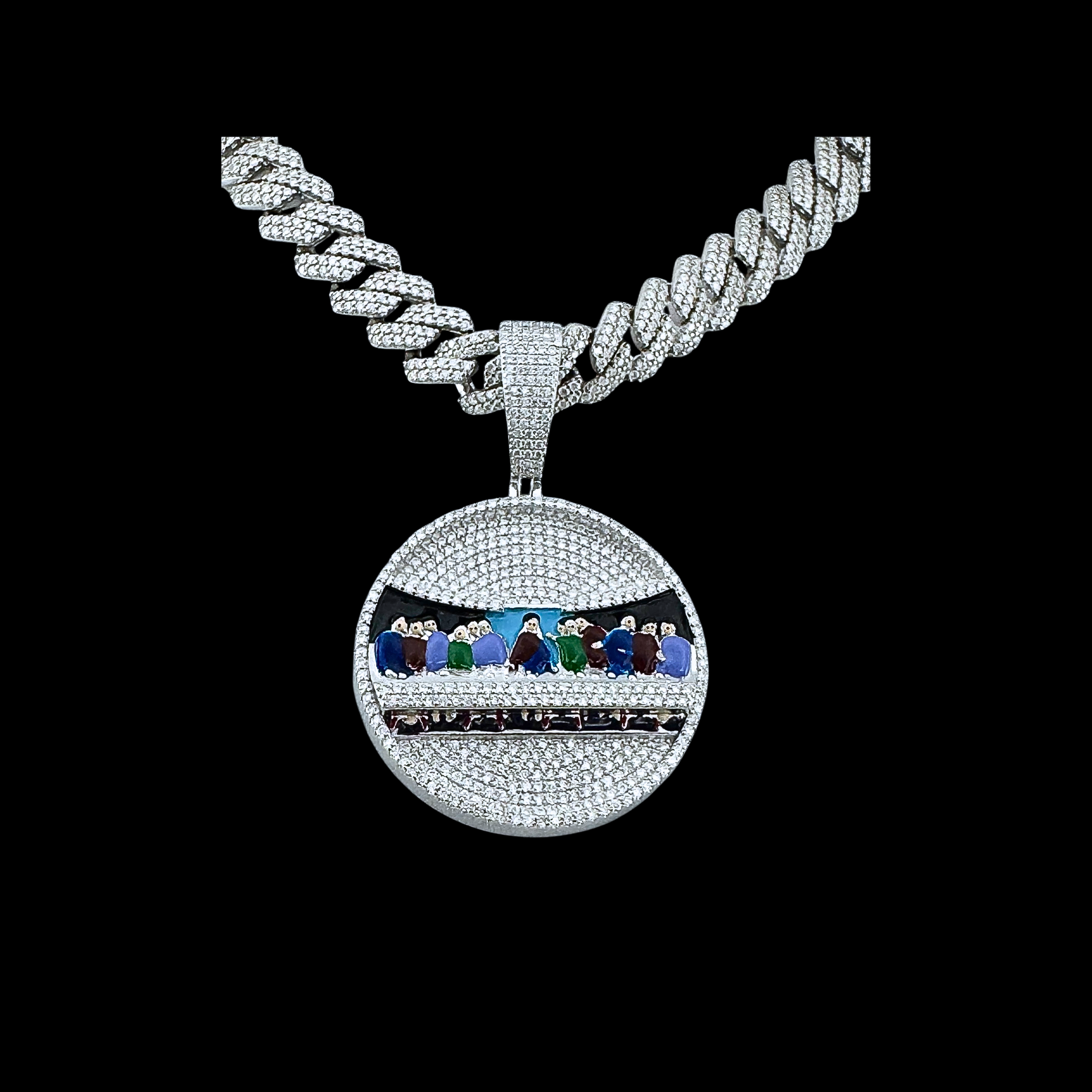 Moissanite in 925 Sterling Silver Last Supper Pendant