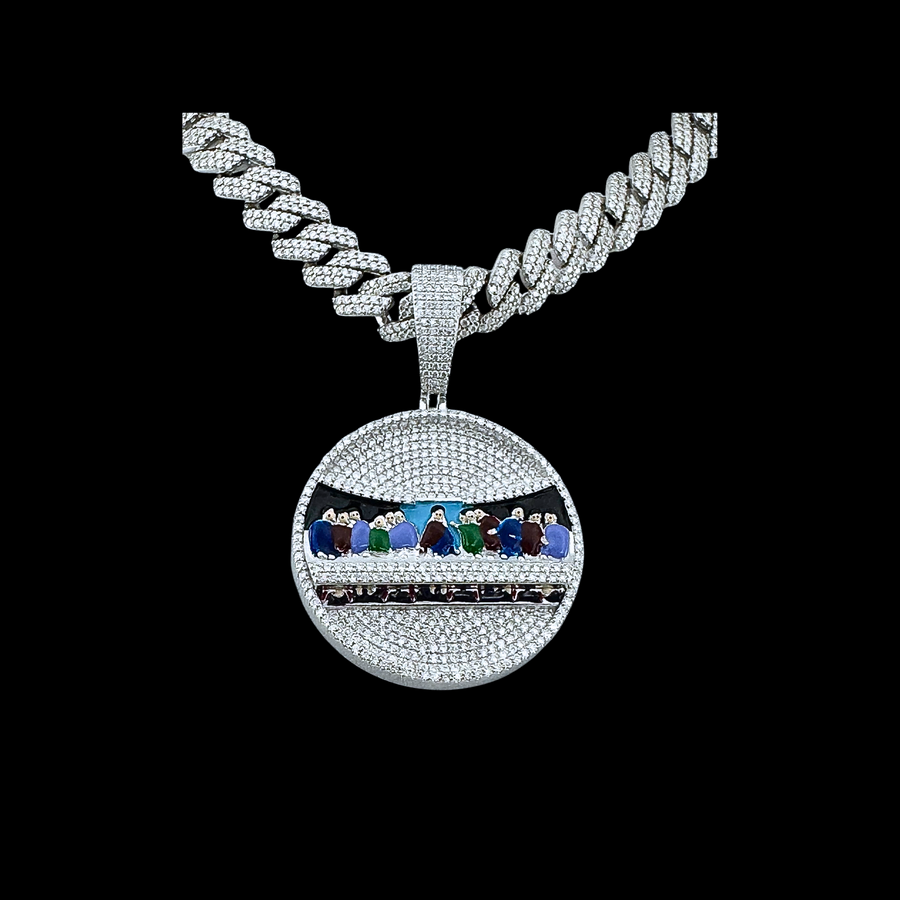Moissanite in 925 Sterling Silver Last Supper Pendant