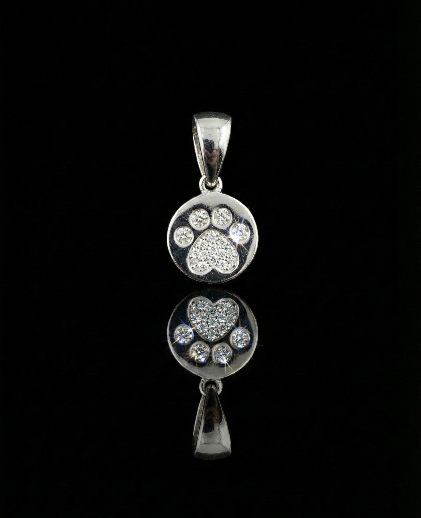 Paw Print Heart Moissanite Pendant