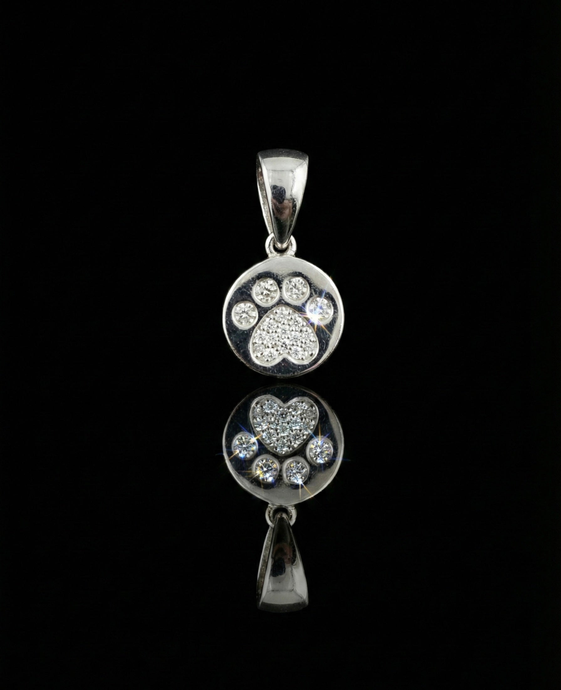 Paw Print Heart Moissanite Pendant