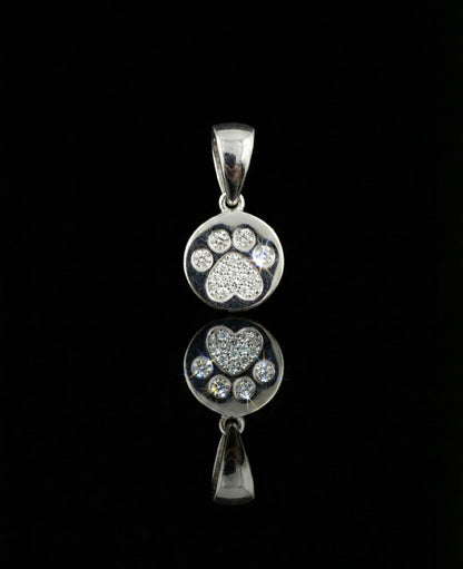 Paw Print Heart Moissanite Pendant