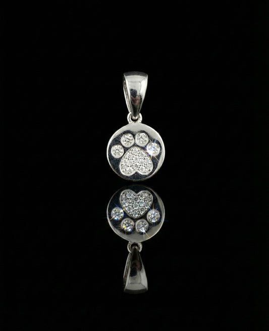Paw Print Heart Moissanite Pendant