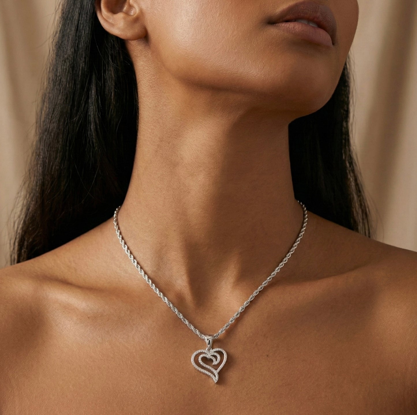 Interlocking Hearts Miossanite Pendant