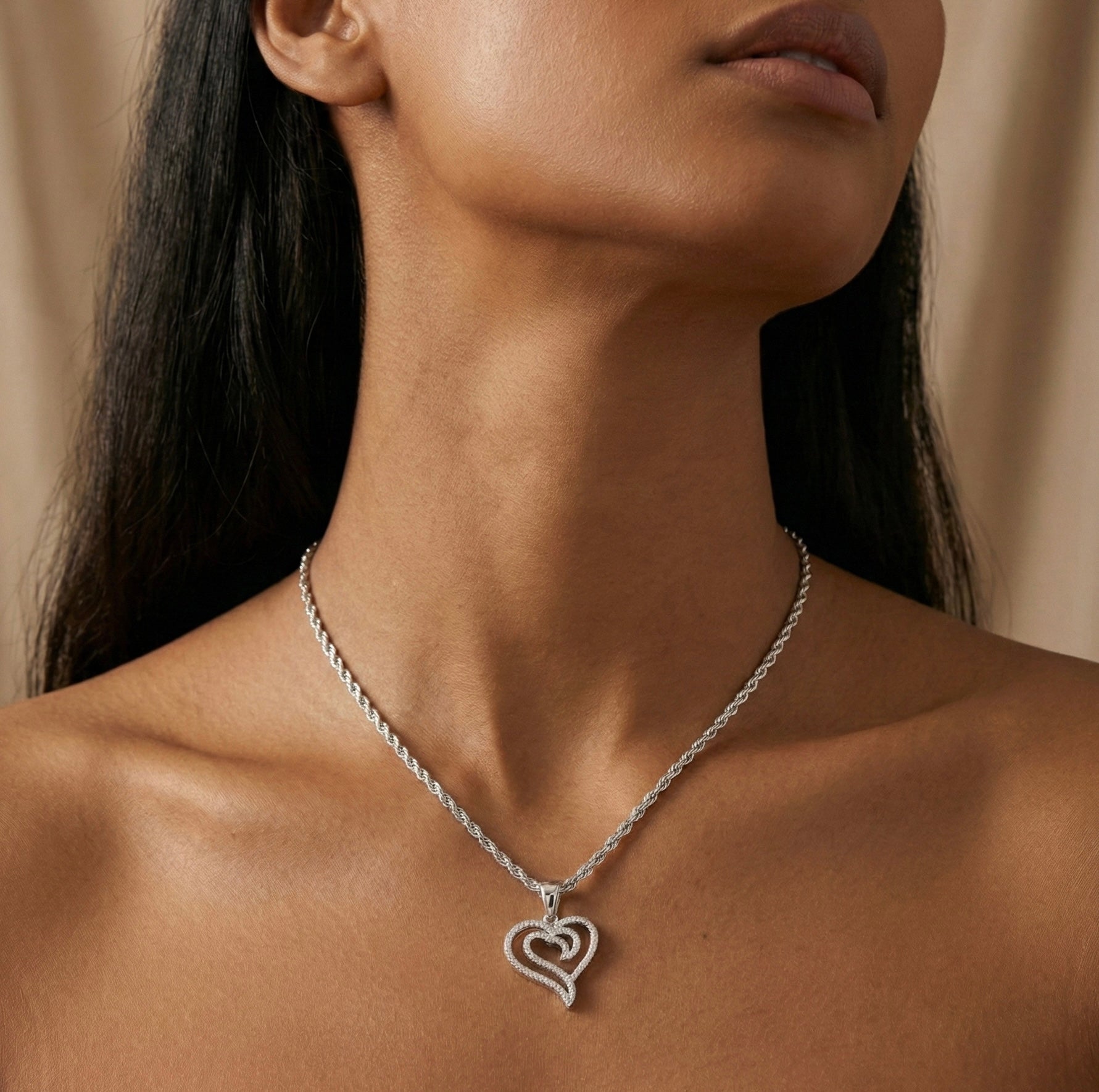 Interlocking Hearts Miossanite Pendant