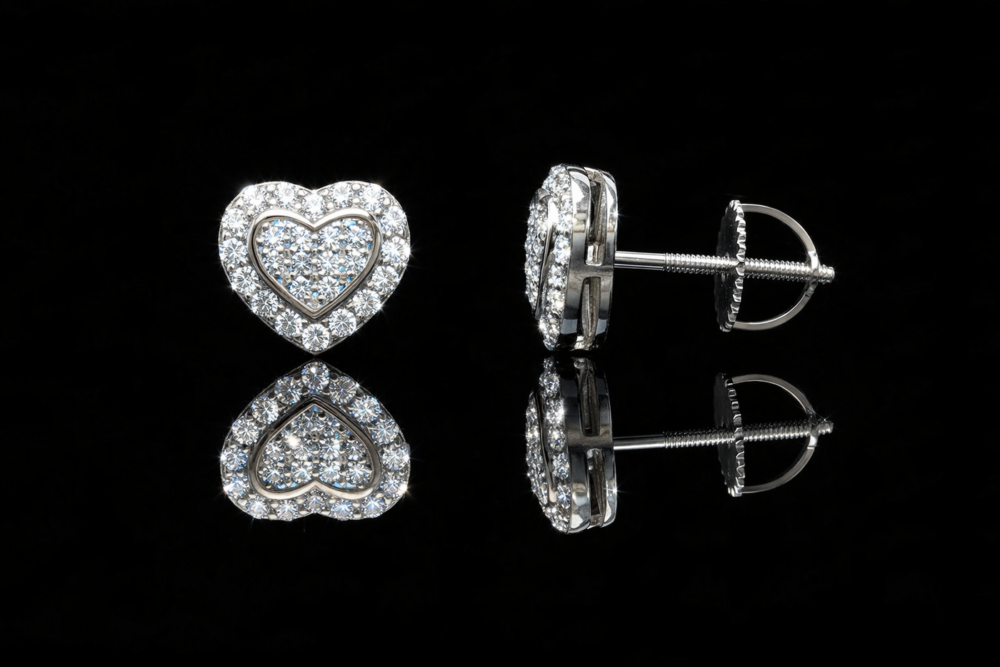 Double Stacked Heart Moissanite Earrings