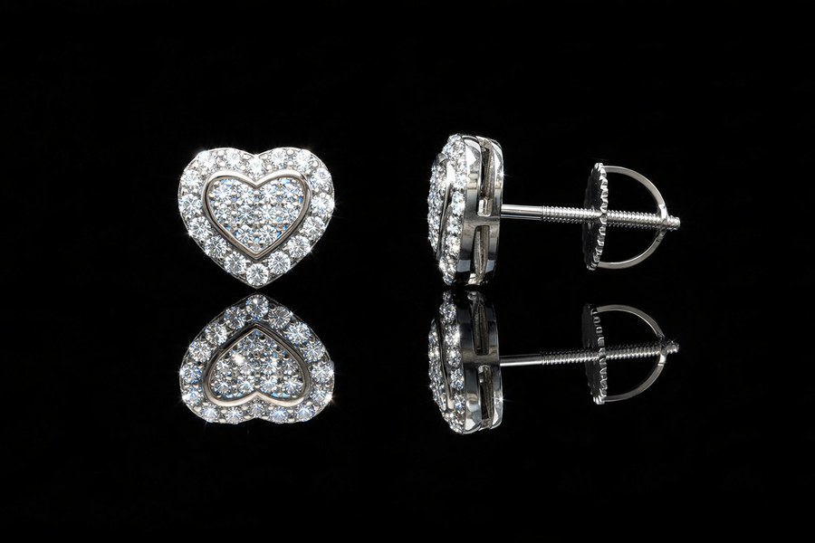Double Stacked Heart Moissanite Earrings