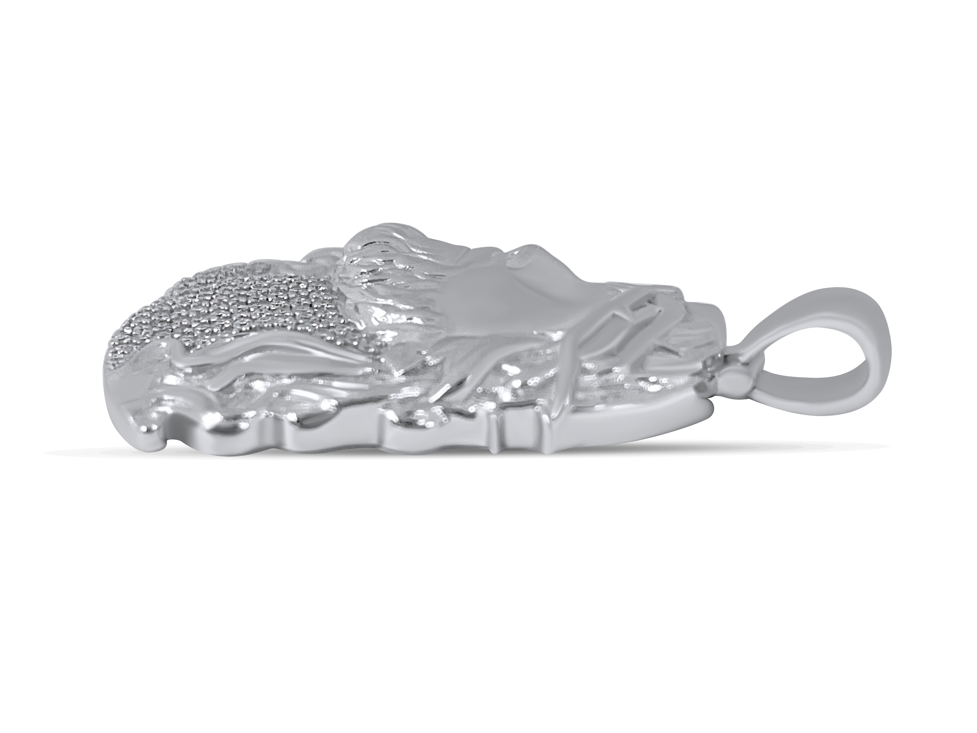 Moissanite in Sterling Silver Jesus Head Pendant