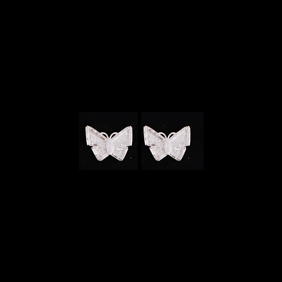 925 Sterling Silver and Moissanite Butterfly Stud Earrings