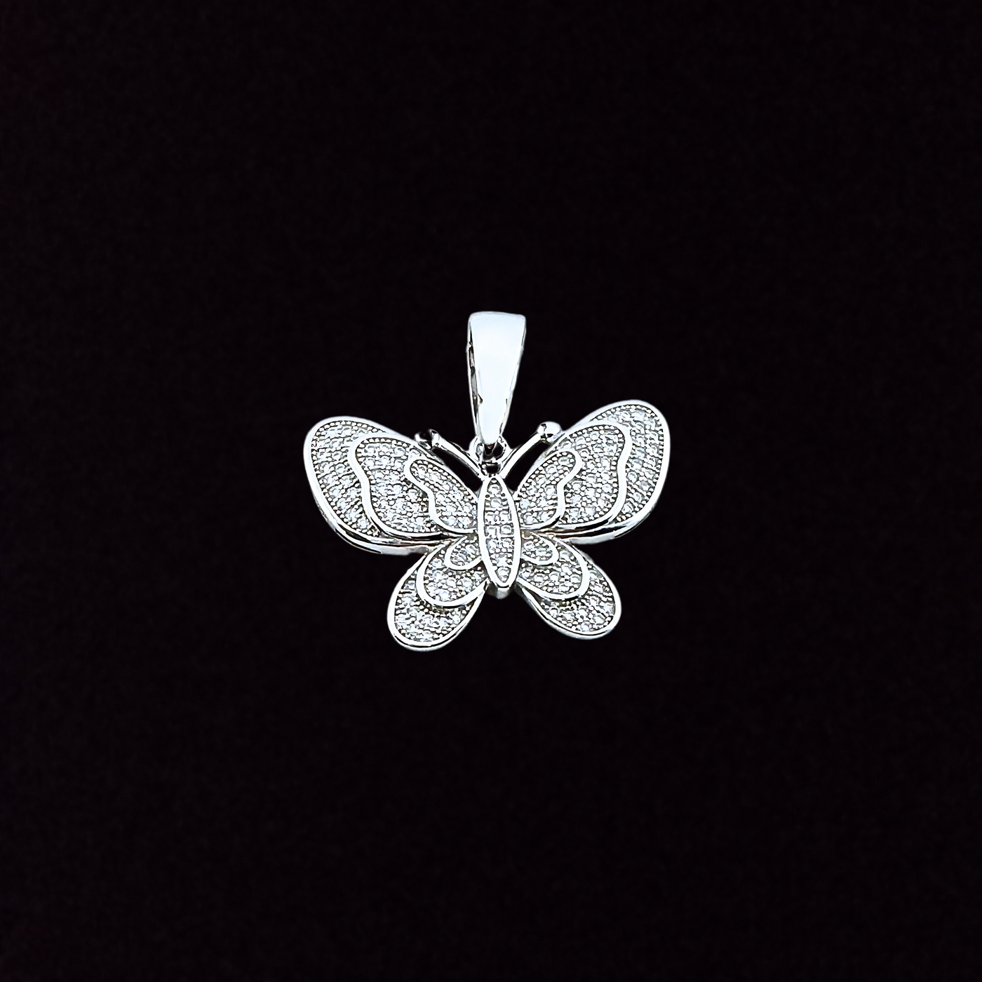 Moissanite in 925 Sterling Silver Butterfly Pendant