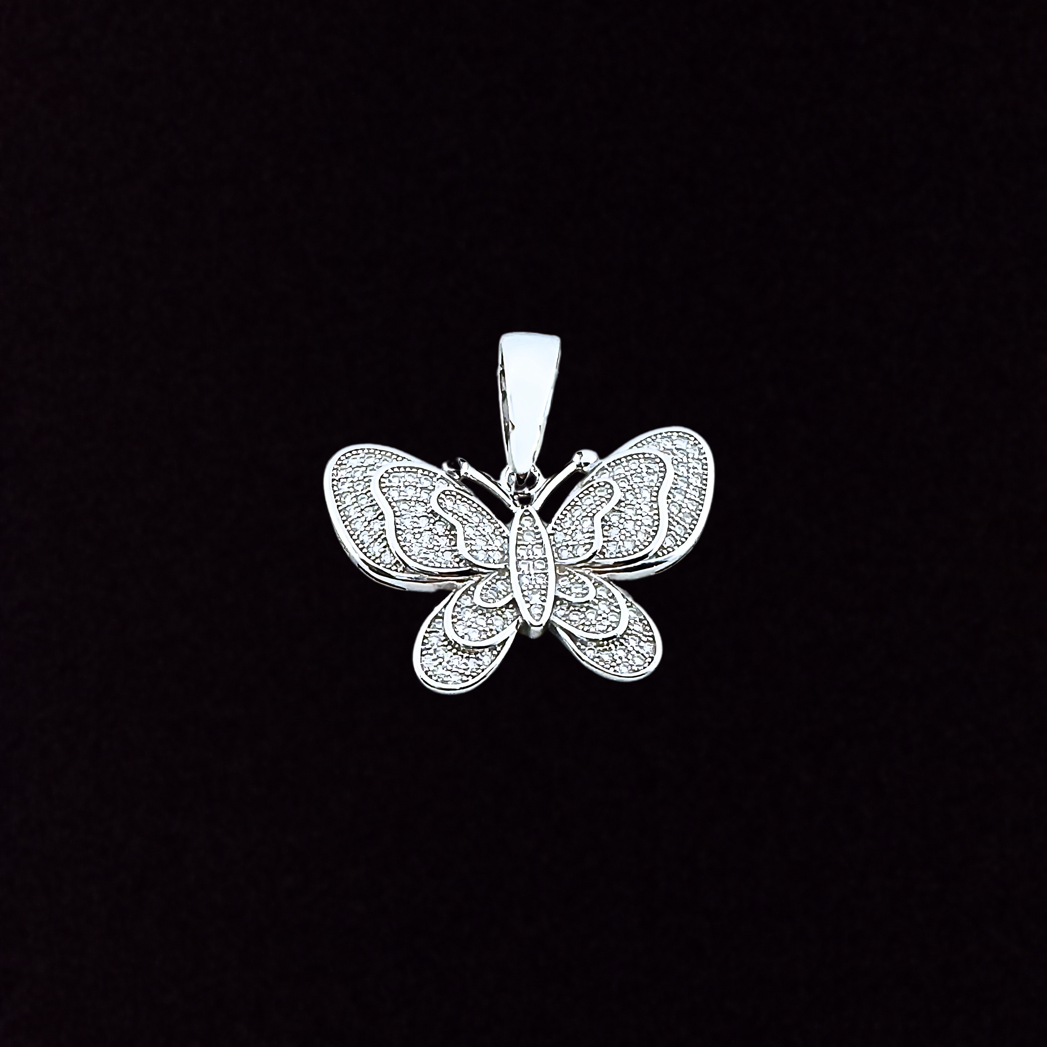 Moissanite in 925 Sterling Silver Butterfly Pendant