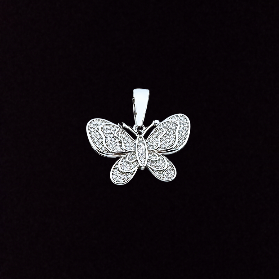Moissanite in 925 Sterling Silver Butterfly Pendant