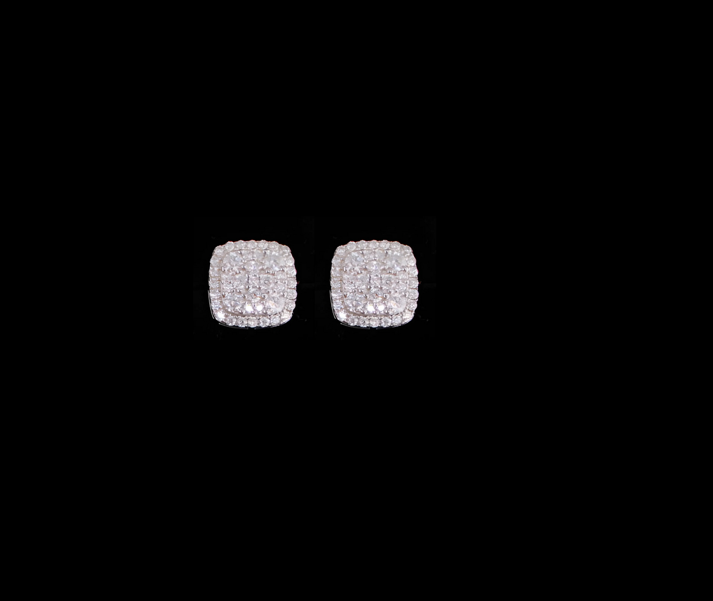 Moissanite and 925 Sterling Silver Square Stud Earrings