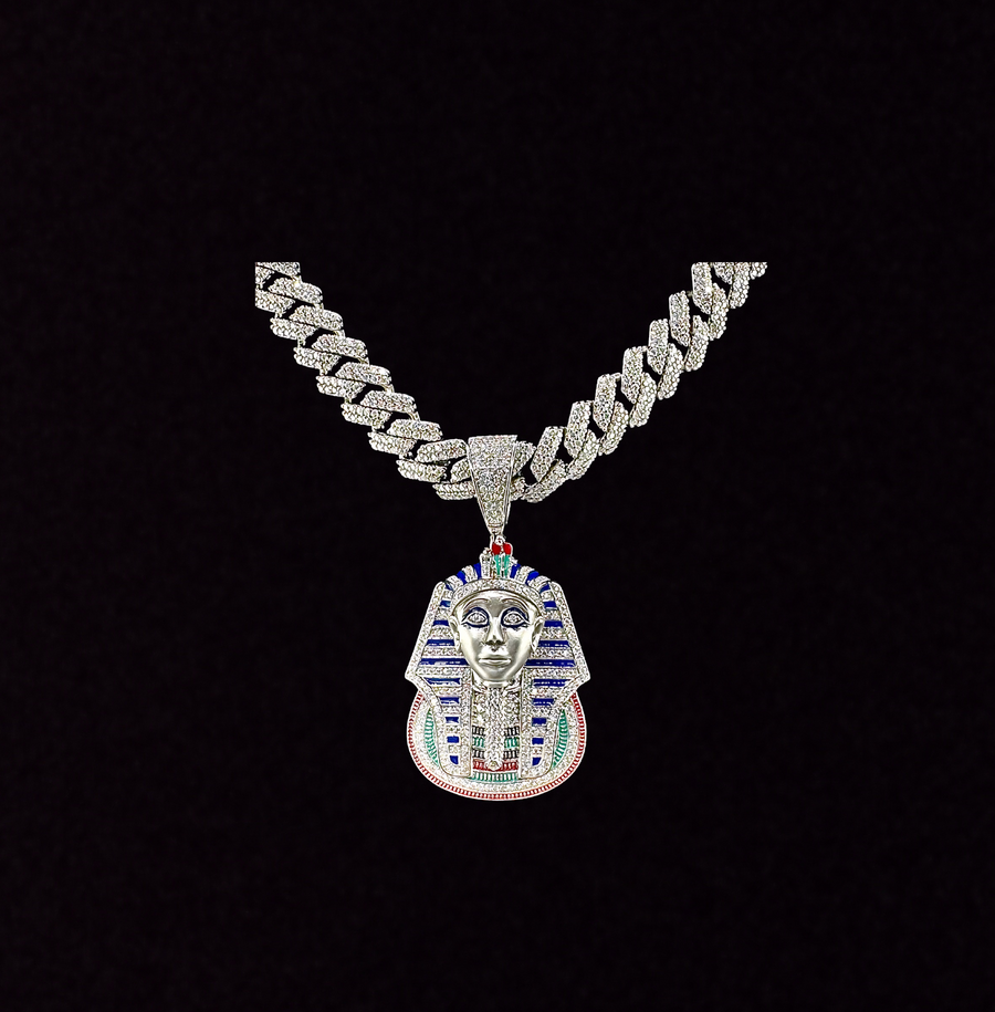 925 Sterling Silver and Moissanite Pharaoh Pendant