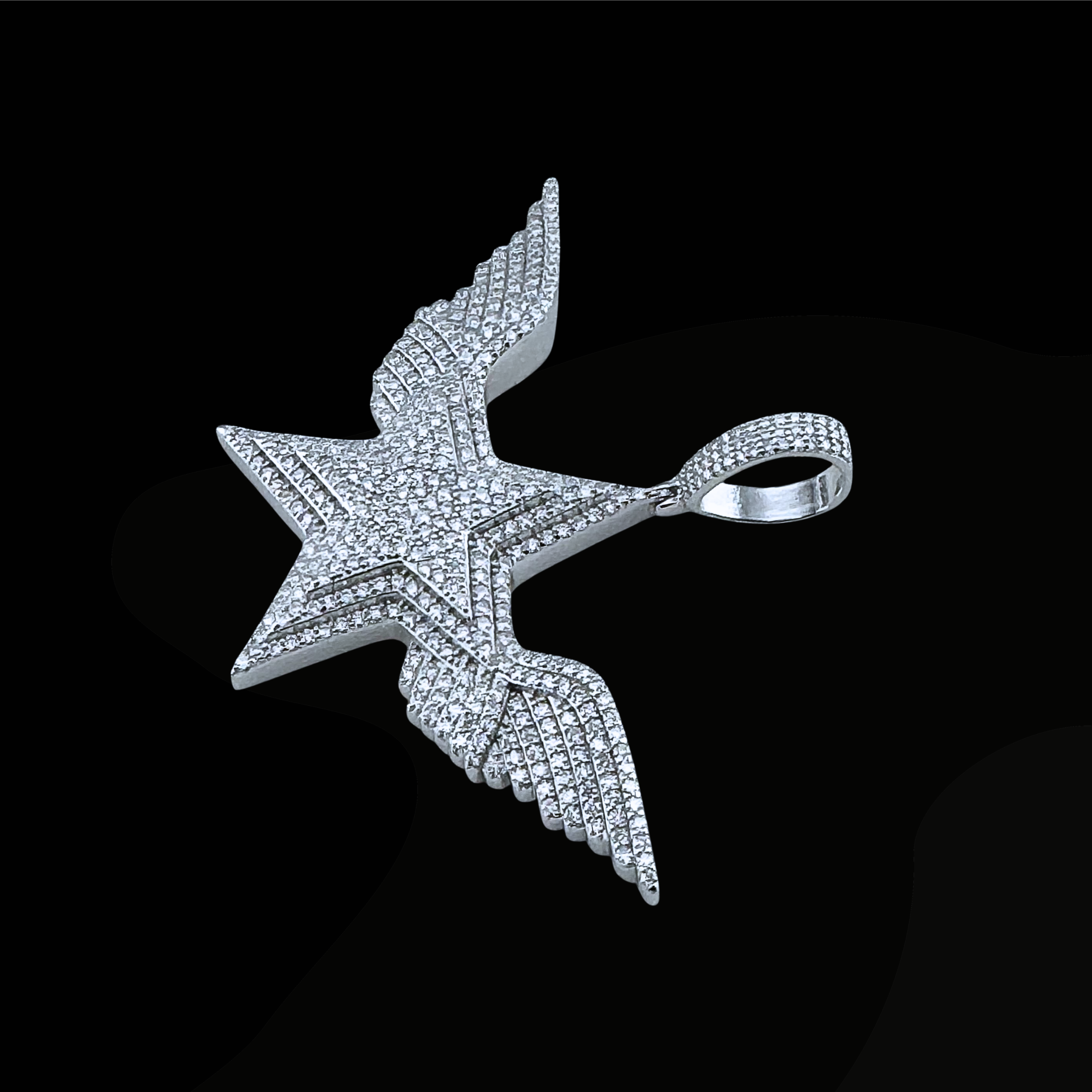 Moissanite in 925 Sterling Silver Star Flying Angel Wings Pendants