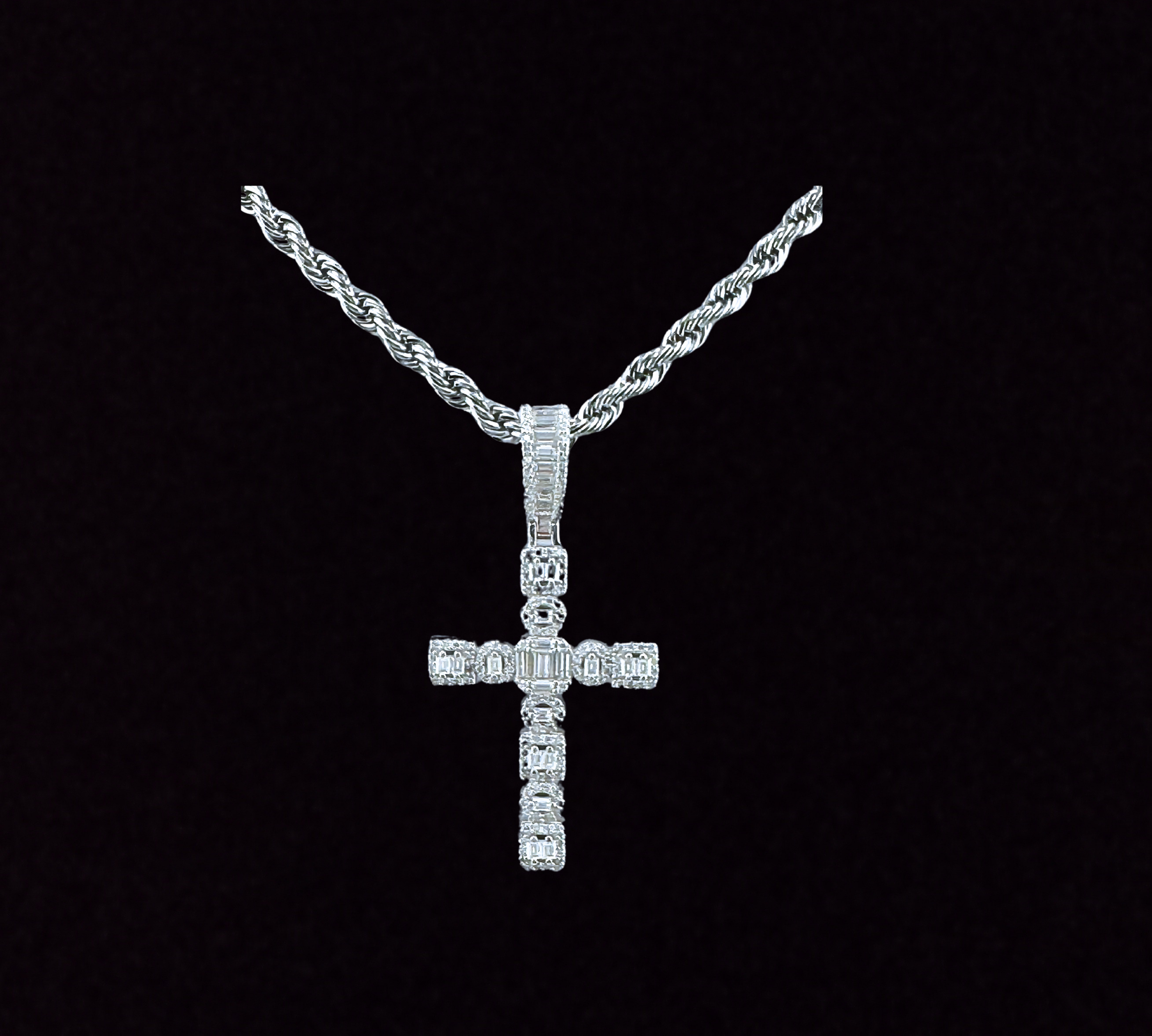 Moissanite in 925 Sterling Silver Cross Pendant