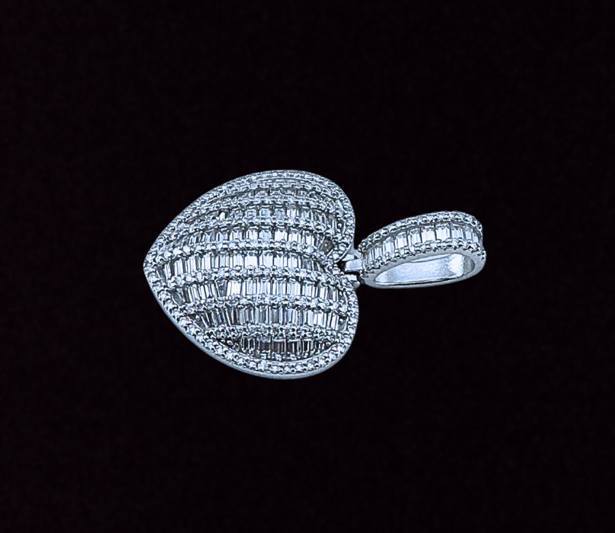 Moissanite Baguette Heart Pendant