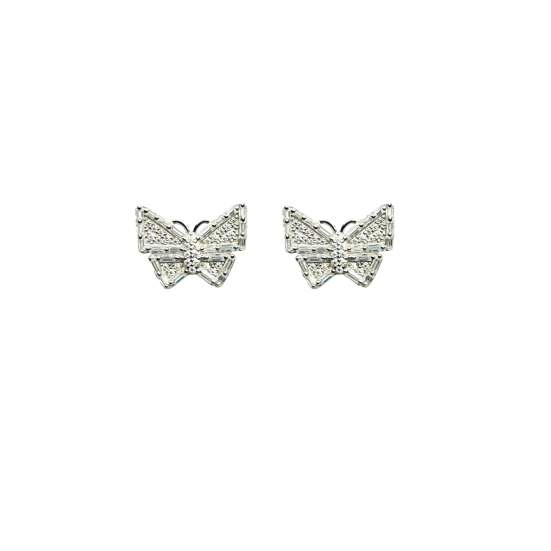 925 Sterling Silver and Moissanite Butterfly Stud Earrings