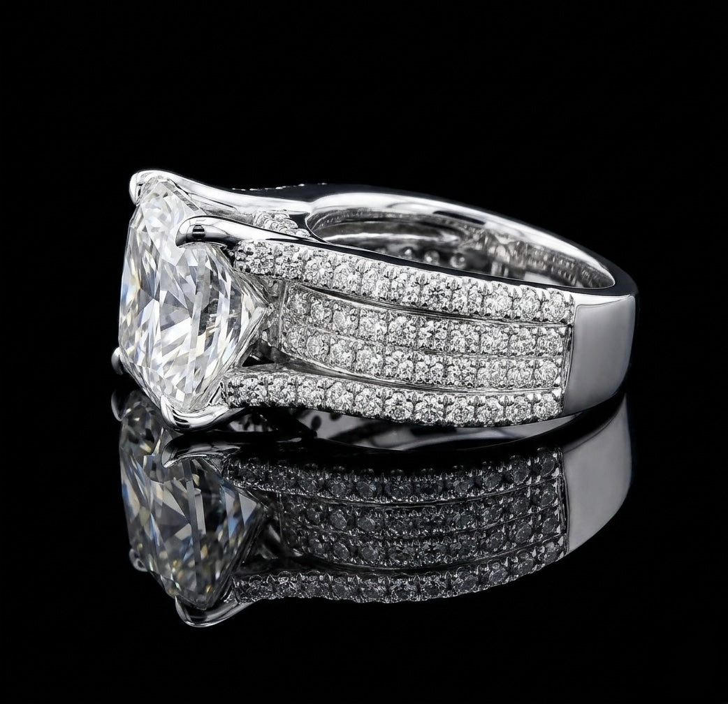 7 Ct Princess Cut  Moissanite Wedding/Promise Ring