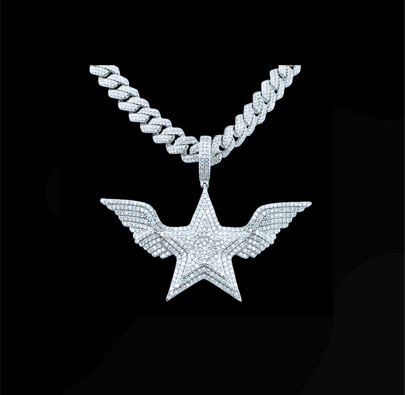 Moissanite in 925 Sterling Silver Star Flying Angel Wings Pendants