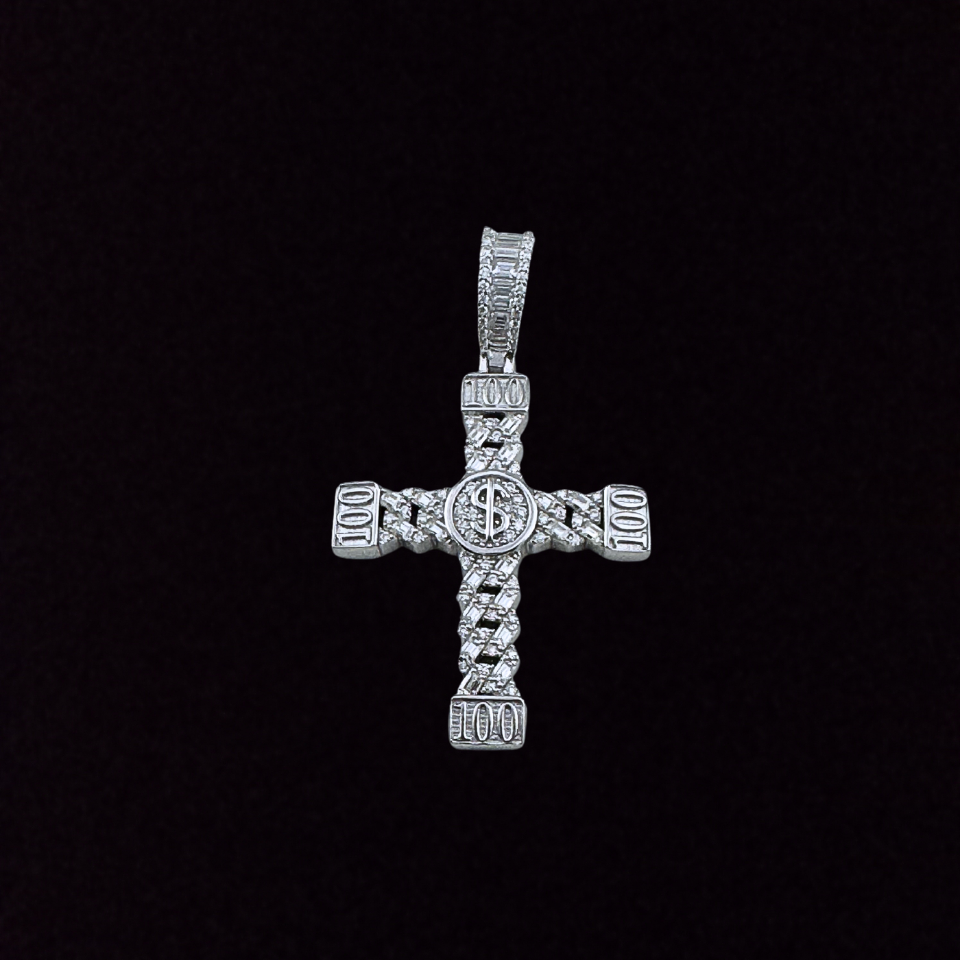 Moissanite in 925 Sterling Silver Cross Pendant