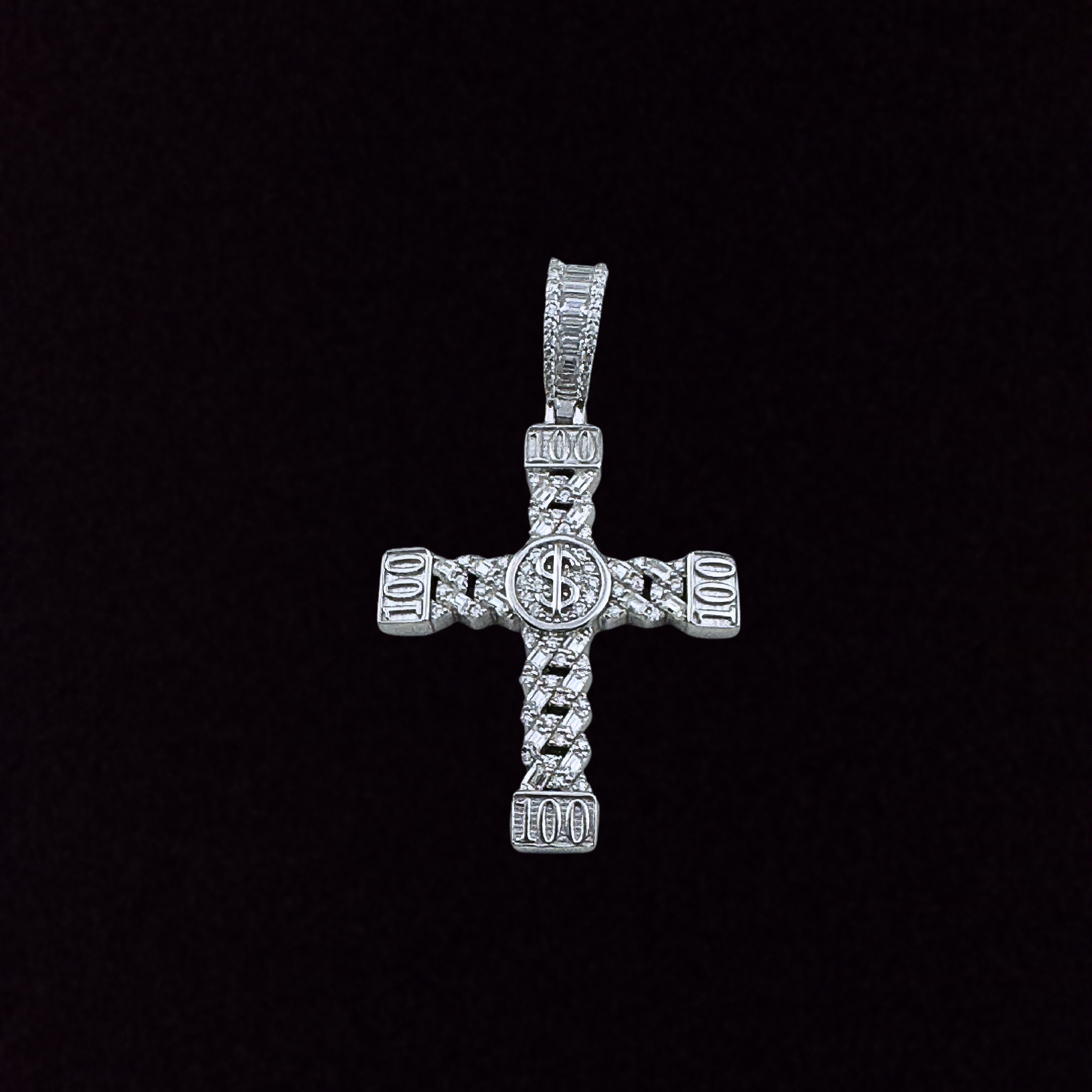 Moissanite in 925 Sterling Silver Cross Pendant