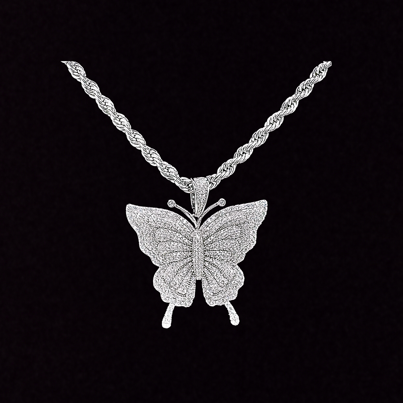 Moissanite in 925 Sterling Silver Butterfly Pendant