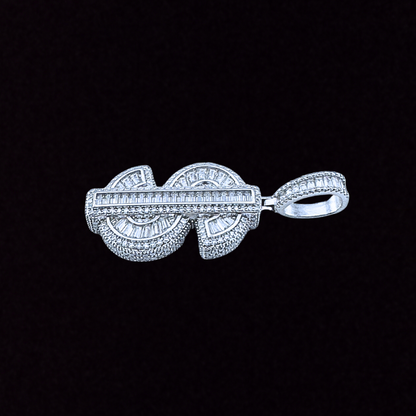 Moissanite Baguette Dollar Sign Pendant