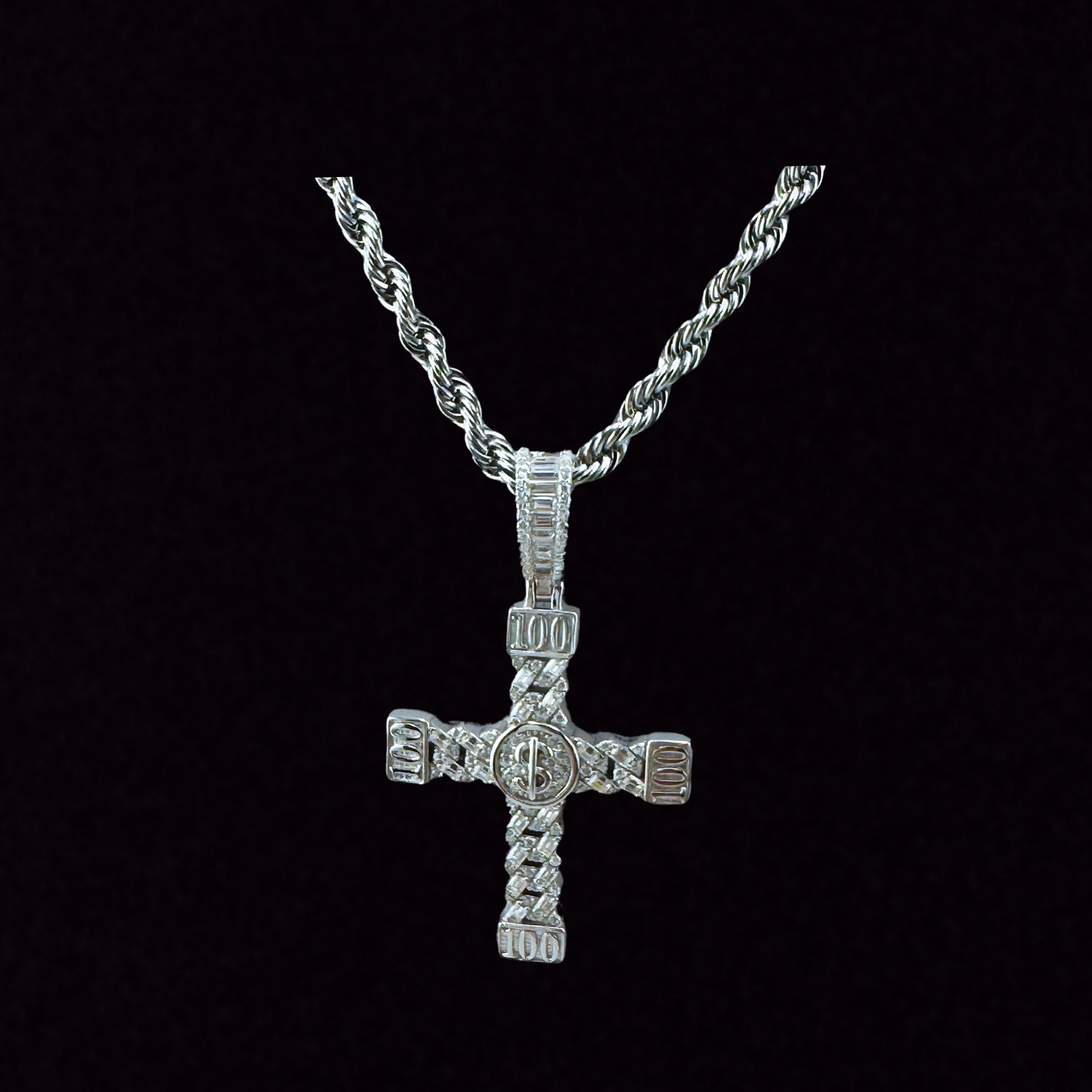 Moissanite in 925 Sterling Silver Cross Pendant
