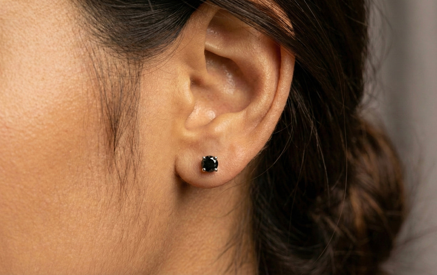 3MM (0.25Ct) Brilliant Cut Black Moissanite Stud Earrings