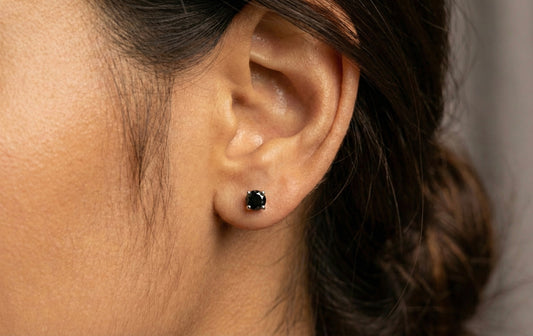 3MM (0.25Ct) Brilliant Cut Black Moissanite Stud Earrings