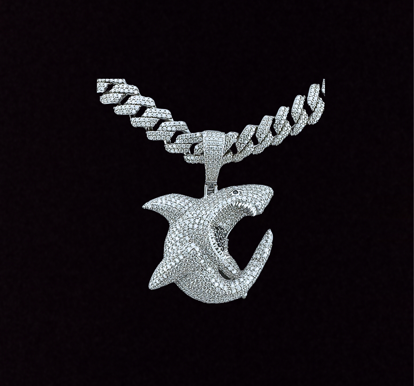 Moissanite in 925 Sterling Silver Shark Pendant
