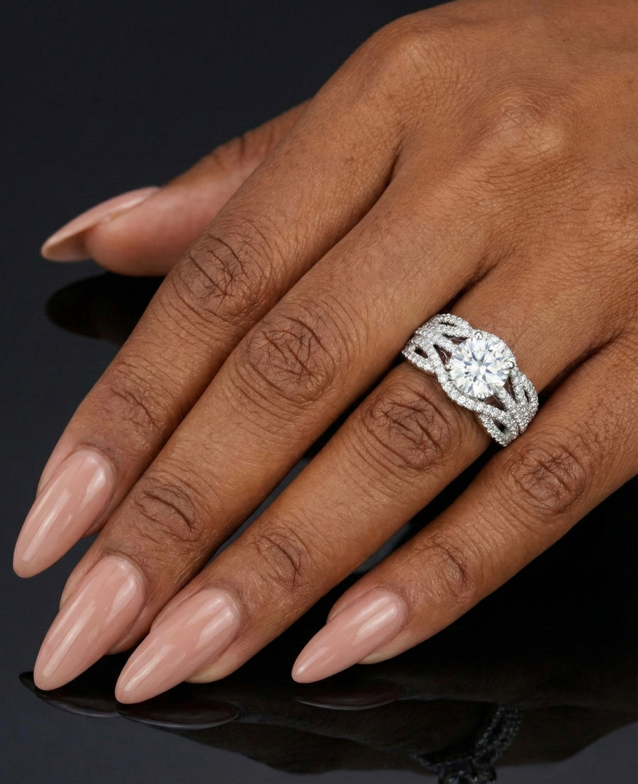 Infinite spilt 1Ct Moissanite Wedding/Promise Ring