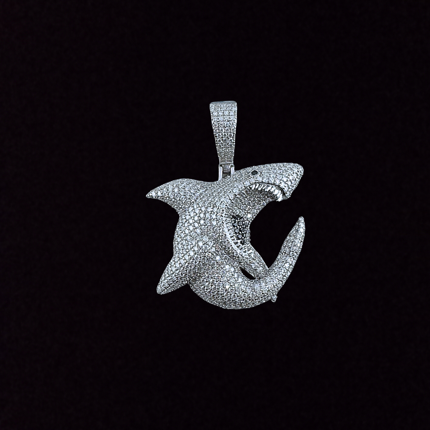 Moissanite in 925 Sterling Silver Shark Pendant
