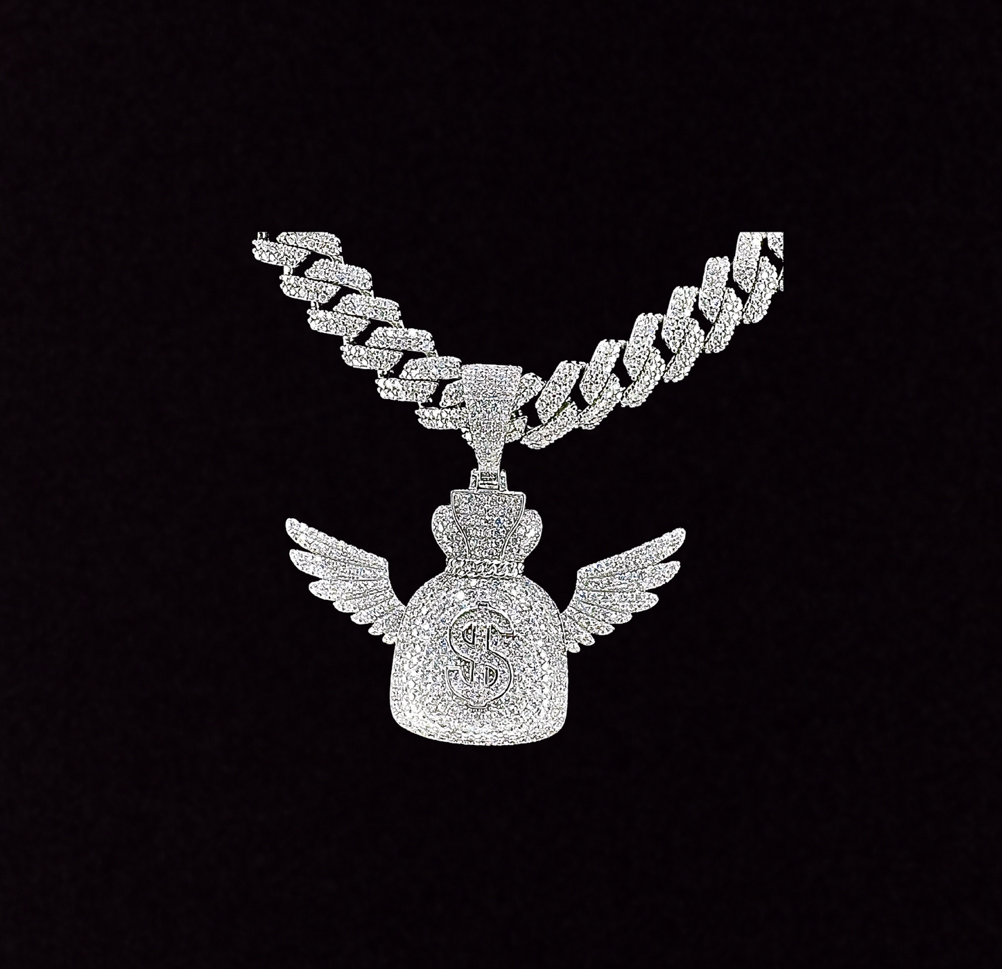 Moissanite Flying Moneybag Moissanite Pendant