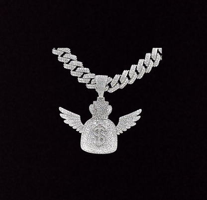 Moissanite Flying Moneybag Moissanite Pendant