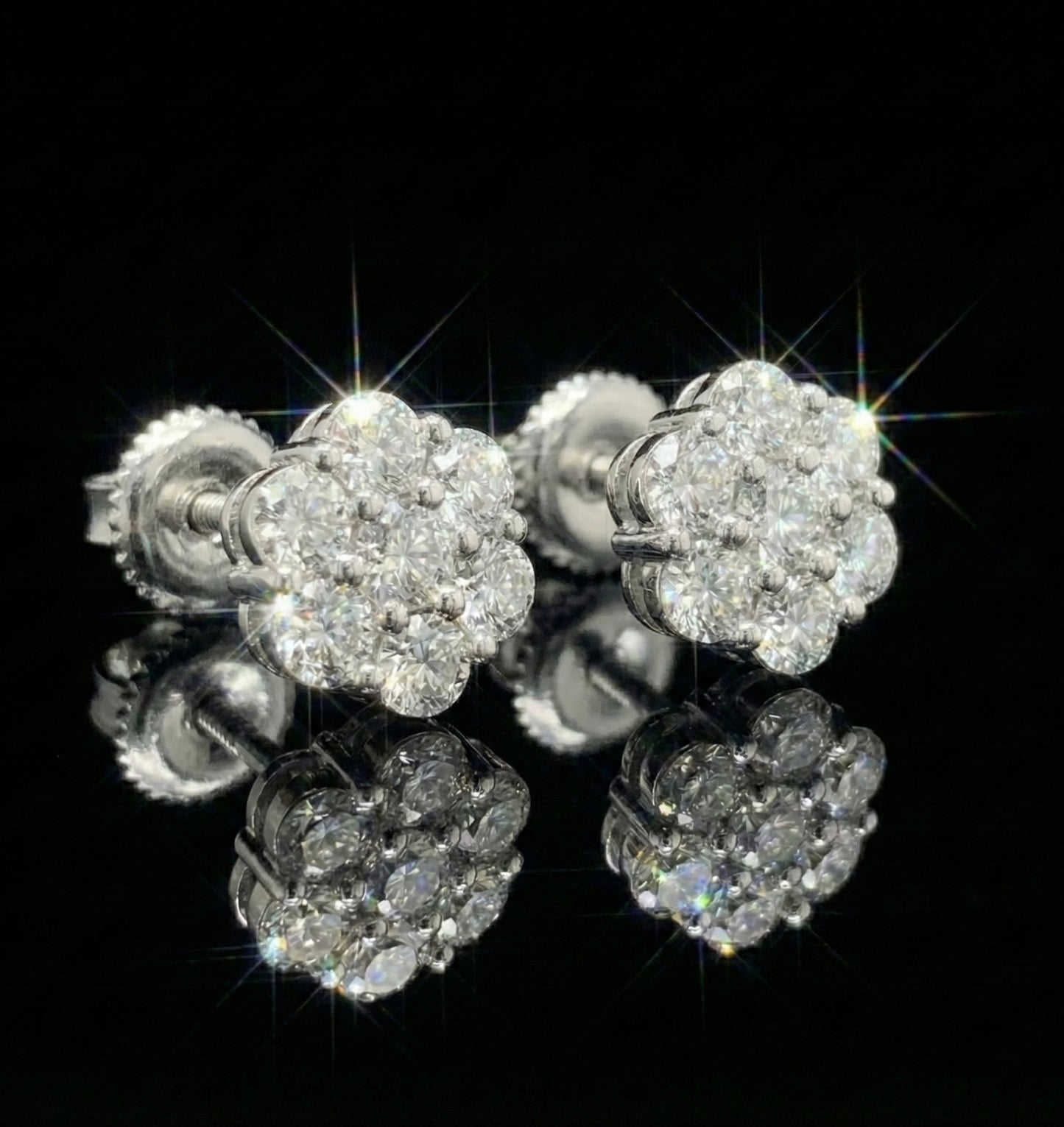 8MM Flower Cluster Moissanite Earrings