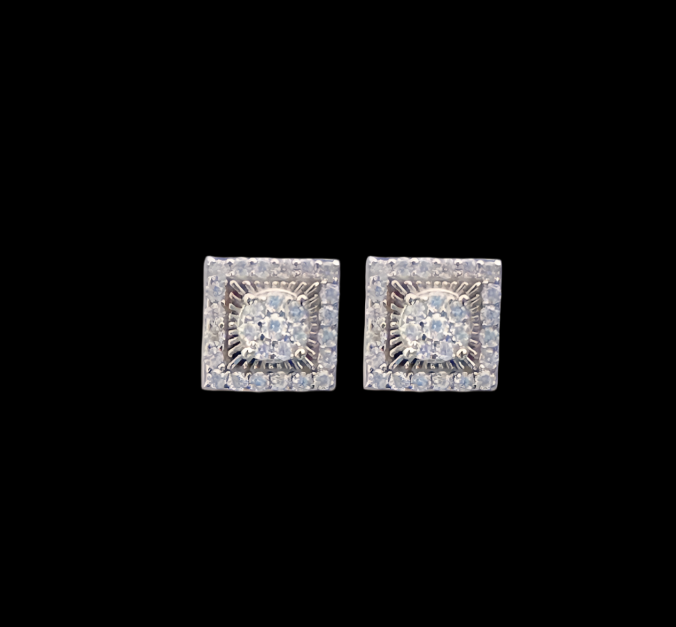 Moissanite and 925 Sterling Silver Square Stud Earrings